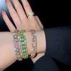 Pulsera de diamantes de imitación verdes, pulseras con apertura de cristal de hipérbole brillante a la moda para mujer, pulseras, regalos de joyería