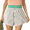 Shorts pour femmes Femmes S Y2K Mignon Lounge Stripe Patchwork Casual Pyjama Taille élastique Jambe large Bas courts