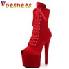 Dress Shoes 2022 New 17CM Pole Dance Heels Boots High With Platform Lace Up Zip Ankle Custom Peep Toe Women Stripper H240321GJMLZLRB