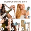 Brushes Professional Hot Air Brush 6 In 1 Hair Dryer Brush Foldable Blow Dryer Interchangeable Brushing Head Air Styling Curling Wand