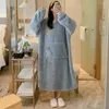 Women's Sleepwear Dress Design Sleep Bottom Warm Dressing Winter Size Ladies Dresses Soft Big Nightgown Pajamas Sleeping Korean Sweater Long