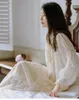 Women's Sleepwear Vintage Women Royal Style Romantic Embroidered Lace Pajamas Nightdress Ladies Gentle Apricot Color Nightgown