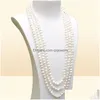 Beaded Necklaces Handmade Long 200Cm Natural 78Mm White Baroque Freshwater Pearl Necklace Sweater Chains6382252 Drop Delivery Jewelry Dhyjo