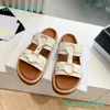 Triomphe Mule Calfskin Leather Women Tippi Slide Clea Triomphe Gladiator Chunky Sandal Shearling Women Designer Slippers summer Luxury shoes Size 35-42 Sandbeach