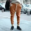 Мужские брюки, уличная одежда, спортивные штаны, трикотажные контрастные цветные лоскутные вязаные брюки, мужские весенние винтажные облегающие вязаные брюки