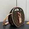 Explosion Around Me PM M47117 da donna Tasca piatta sul retro Chiusura magnetica Firma House Circle Borsa perfettamente circolare manici integrati elegante Hardware color oro