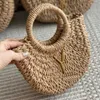 Shoulder Bags Beach Bag sector Rattan Large Capacity Totes Designer Wicker Woven Women Handbags Summer Beach Straw Bags Travel Basket Purse 240315