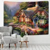 Tapisseries Conte de fées Cottage Forêt Tapisserie Tenture murale Bohème Art Paysage Impression Chambre Décor À La Maison Hippie Serviette De Plage