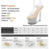 Dress Shoes Transparent Crystal Women Summer New Chain Thin High Heels Platform Steel Pipe Dance Open Toe Sexy Party Female Sandals H240325