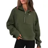 Aloyoga neues Herbst/Winter-Yoga-Kleid für Damen, Sport-Kapuzenpullover mit halbem Reißverschluss, Baggy-Kurzpullover aus Wildleder