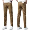 Herrbyxor khaki jeans 2024 high-end stretch smal passande mager fashionabla all-match casual trend broderade byxor