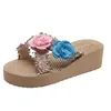 Hausschuhe Blume Womem Keile Schuhe Casual Gemütliche 2024 Sommer Mode Sandalen Trend Strand Kleid Flip-Flops Walking Femme Rutschen