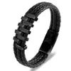 Charme Armbänder Ausverkauf Punk Schwarz Geflochtenes Leder Mehrschichtige Männer Armband Schmuck Edelstahl Magnetische Schnalle Mode Armreifen