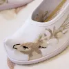 パンプスVeowalk Deer Embroidered Women 6cm Heid Heel Inside Wedge Women Hanfu Shoes