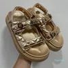 Sandali Platforma Kapcia Kobiety zszywanie luksusowych tęczowych letnich płaskich plaży projektant sandałów slajdy płaskie buty orła głowa diamentowa pętla pętla