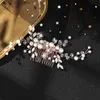 Tiaras Fashion Rose Gold Wedding Hair Homan żeńska tiara biżuter ręcznie robiony perłowy nakarston nakrycie normy PROMIN BRIDAL HAIN AKCESORIA Y240320