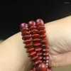 Strand Pterocarpus santalinus röd sandelträ UFO -pärlor armband