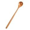 Spoons 6PCS Natural Wooden Long Handle Spoon Soup Scoops Dessert Porridge Tea Coffee Wood Tableware Kitchen Supplies