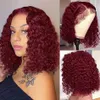 Burgundy 13x4 Short Curly Human Hair Bob Wig 99J Deep Wave Lace Front Human Hair Wigs Water Wave Wig Human Hair Ready To Wear