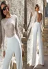 2020 New Eva Lendel Jumpsuit Wedding Dresses Sheath Jewel Neck Bling Bling Sequins Long Sleeve Bridal Gowns Wedding Dress Vestido 8197327