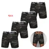 Underpants 4pcs Pack Mid-Long Boxer Shorts Men Underwear Polyester Male For Sexy Homme Boxershorts Box Panties Slips Set Lot