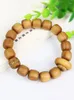 Strand Man Bracelet Sandalwood Bucket Bead 12mm Wooden Buddha Six Character Mantra For Men