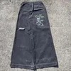 Männer Jeans Amerikanischen Retro Gothic JNCO Alien Brief Drucken Hip Hop Harajuku Lose Beiläufige Gerade Bein Breite Hosen Paar stil