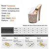 Dress Shoes New Catwalk High-heels Fashion Show Sandals Fad Nightclub Sexy Thick Bottom Platform Sequin Transparent PVC Slippers Women H2403216BKC