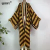 WINYI kimono Afrique été boho Stripe imprimé maillot de bain élégant Cardigan sexy vacances maxi plage porter maillot de bain robe de soirée 240314