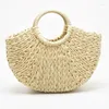 Totes GUMST 2024 Handmade Bag Women Pompon Beach Weaving Ladies Paper Straw Wrapped Moon Shaped