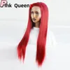 Bombshell Wine Red 13*4 Syntetiskt hår Front Spets Wig Glueless värmebeständig fiber Hår Naturligt hårfria Free Parting Women Korean High Temperatur Fiber Wig Wig Wig