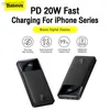 Cell Phone Power Banks Baseus Power Bank 20000mAh portable charger PowerBank 10000mAh external battery PD 20W iPhone PoverBank fast chargingC24320