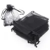 Storage Bags 100pc Solid Color Organza Gift Bag Mesh Wedding Birthday Cake Candy Jewelry Packaging Drawstring Tulle