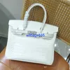 Tote Bags Himalaya Crocodile Handbag Genuine High Grade Feeling Bag with Diamond Buckle Himalayan White Leather Womens Bag Crocodile Patter have logo HB9O3I