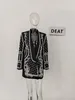 여자 정장 패션 블레이저 숄 칼라 숨겨진 가슴 손수 만든 진주 구슬로 된 긴 소매복 재킷 가을 2024 17a4050h