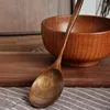 Kaşık 1pieces ahşap kaşık çorbası ve çatal sofra takımı doğal elips ladle seti yemek pişirme için çevre dostu ürünler