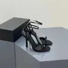 Sandales à talons hauts en Satin français pour femmes, sandales d'été, Style de niche et d'extrémité avec talons fins, bout exposé, nouvelle collection, 240228