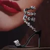 Sandálias 2024 verão colorido diamante feminino salto alto água moda prata sola sapatos de festa
