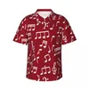 Camisas casuales para hombres Camisa con notas musicales blancas Músico Vintage Hombres hawaianos Mangas cortas Vacaciones Diseño de estilo callejero Blusas de gran tamaño