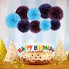 Décoration de fête 9 pièces ensemble 12 pouces décorations de fleurs en papier bleu Pom pour anniversaire