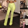 Kadın Bell Bottom Sapalı Uzun Pantolon Işıltılı Glitter Pul Pantolon Yüksek Belli Seksi Kulüp Giysimi Geniş Bacak Pantolonları Kadınlar İçin