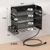 POKIPO Organizer Stazione di ricarica Supporto per smerigliatrice angolare, Supporto per trapano a 4 strati per carichi pesanti Supporto a parete, Portautensili in Multipresa a 8 prese, Rack multiuso con