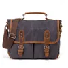 Bag Vintage Handbag Men Messenger Canvas Leather Military Shoulder Crossbody Laptop Bags Sac A Main Modis Bolso Hombre Satchel