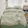 Sängkläder set ins stripe -serie mjuk set duvet täcker sängkläder sängöverdragskuddar platta ark med flickor för flickor