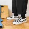 Casual Shoes 2024 Unisex Sneakers Slip On Students Flat Shoe Plaid Girls Vulcanized Canvas Laceless 35-44 All Seasons Match