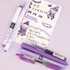 6 pièces stylo à bille violet rose vert couleur encre droite liquide Gel stylo à bille pour école bureau papeterie Kawaii 240320