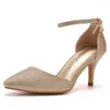 Sandaler 7cm Foreign Trade Slim Heel Pointed Gold Sequin