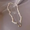 Correntes coração jóias 2024 tendência coreana pingente pérola corrente gargantilha colar
