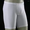 Cuecas masculinas perna longa boxer shorts calcinha malha respirável u bolsa ginásio hombre boxershorts boxers roupa interior