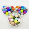 Colliers 500 pièces perles rondes en silicone pour bébé, chaîne de sucette, fabrication de perles DIY, collier à mâcher pour bébé, jouets de dentition, anneau de dentition de qualité alimentaire sans BPA